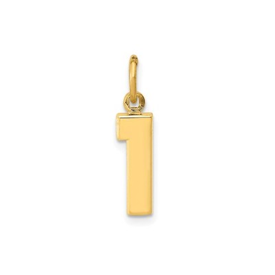 14k Gelbgold Nummer 1 Anhänger Charm poliert Blockschrift Unisex Schmuck