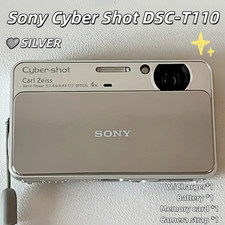 SONY Digital Camera DSC-T110 16.1MP Cyber Shot 4x Optical Zoom Silver w/Charger