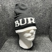 Burton Beanie Hat Unisex Black White Reversible Snowboard Ski Winter Spellout