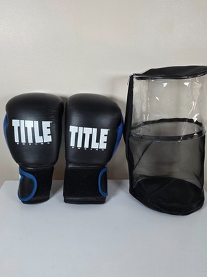 Title Boxing Gloves 12 oz Black Blue + Carry Bag | Training Sparring MMA Boxing
