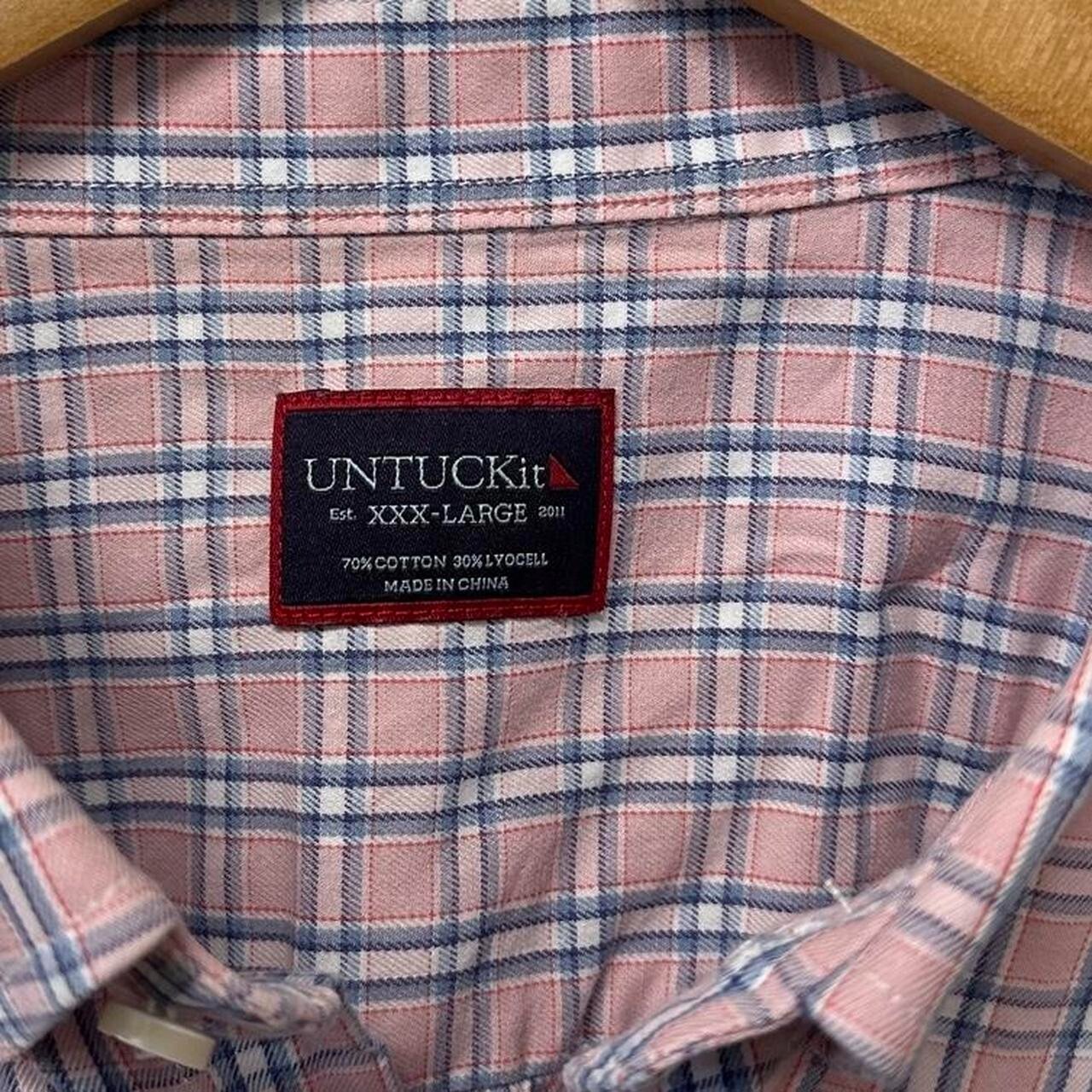 Untuckit Pink Plaid Button Down Collared Dress Sh… - image 4