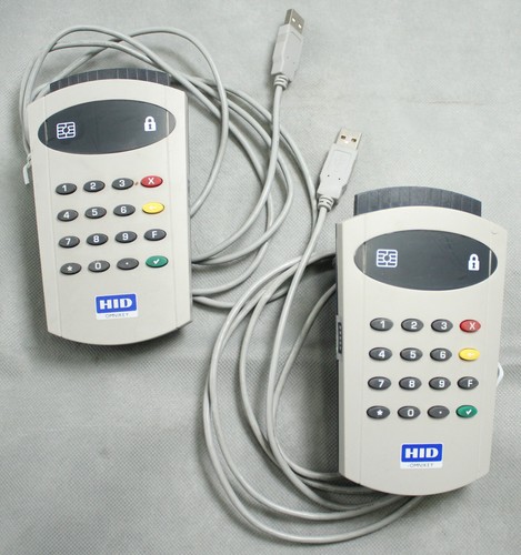 Lot of 2 HID OMNIKEY 3621 USB Smart Card Reader with PIN Pad Reader