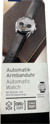 Automatikuhr Armbanduhr mit Glasboden Datum - und Wochentaganzeige
