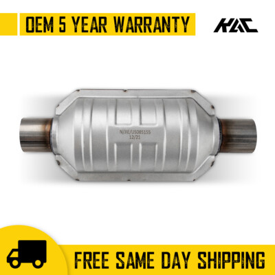 1Pcs 2'' Ceramic Core Universal Catalytic Converter High Flow w/Heat Shield