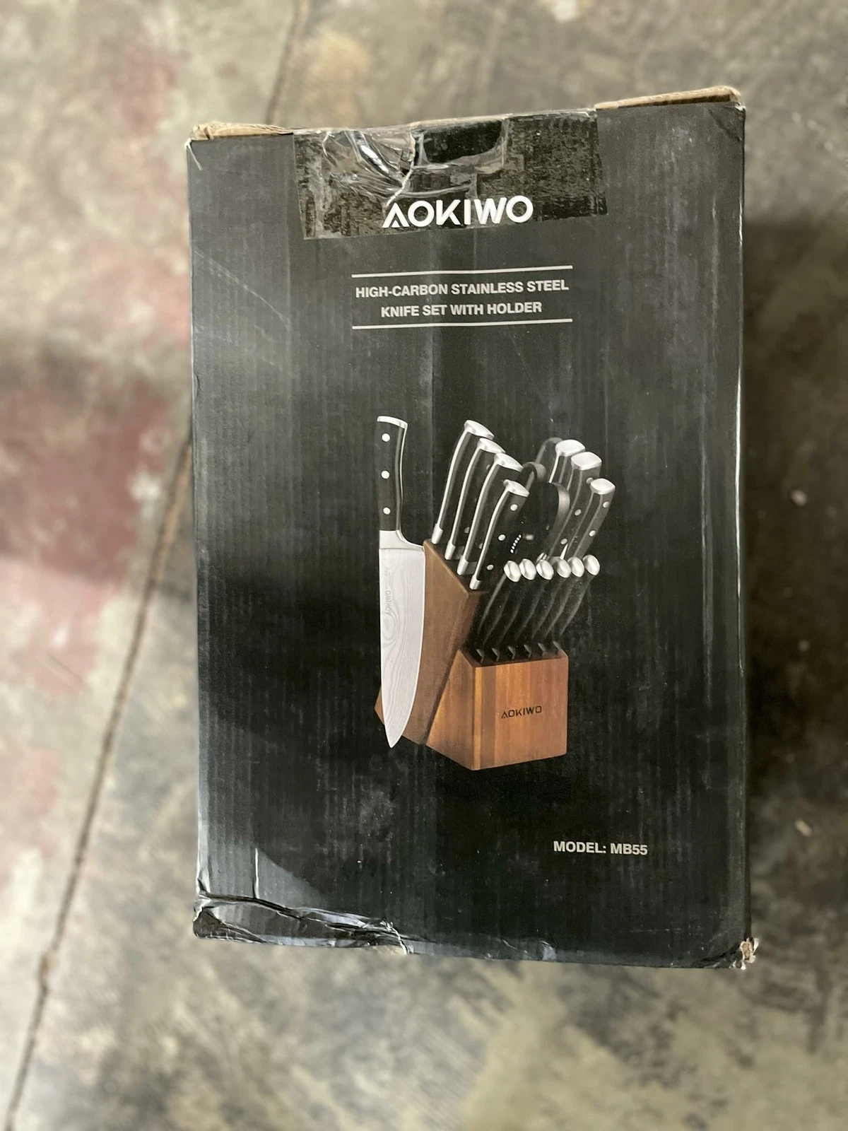 High Carbon Stainless Steel 16 Piece Knife Set With Holder, Ebony (MB55)
