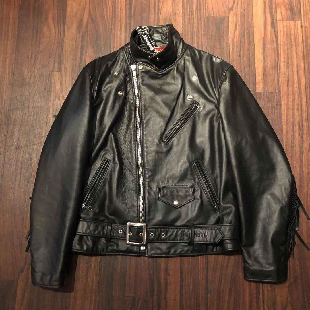 Stussy Schott leather jacket Supreme size L black collaboration limited FS  JAPAN