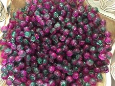 CRACKLE GLASS BEADS SPACERS CHARMS FINDINGS JEWELRY MAKING 8 MM GREEN/FUCHSIA
