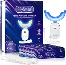 MySmile 10PC 20%CP Teeth Whitening Strips Kit with 28-LED Light NON Sensitive