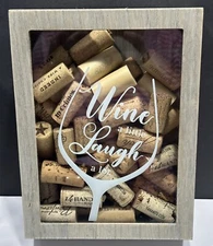 Wine Cork Holder - Shadow Box Wall Hanging - Barware Deco - 7” x 9.5”