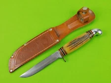 Vintage US Marbles Gladstone, MI Small Bowie Hunting Knife w/ Sheath