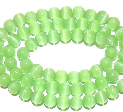 G1625 Light Green 6mm Round Cat's Eye Fiber Optic Glass Beads 14'' 