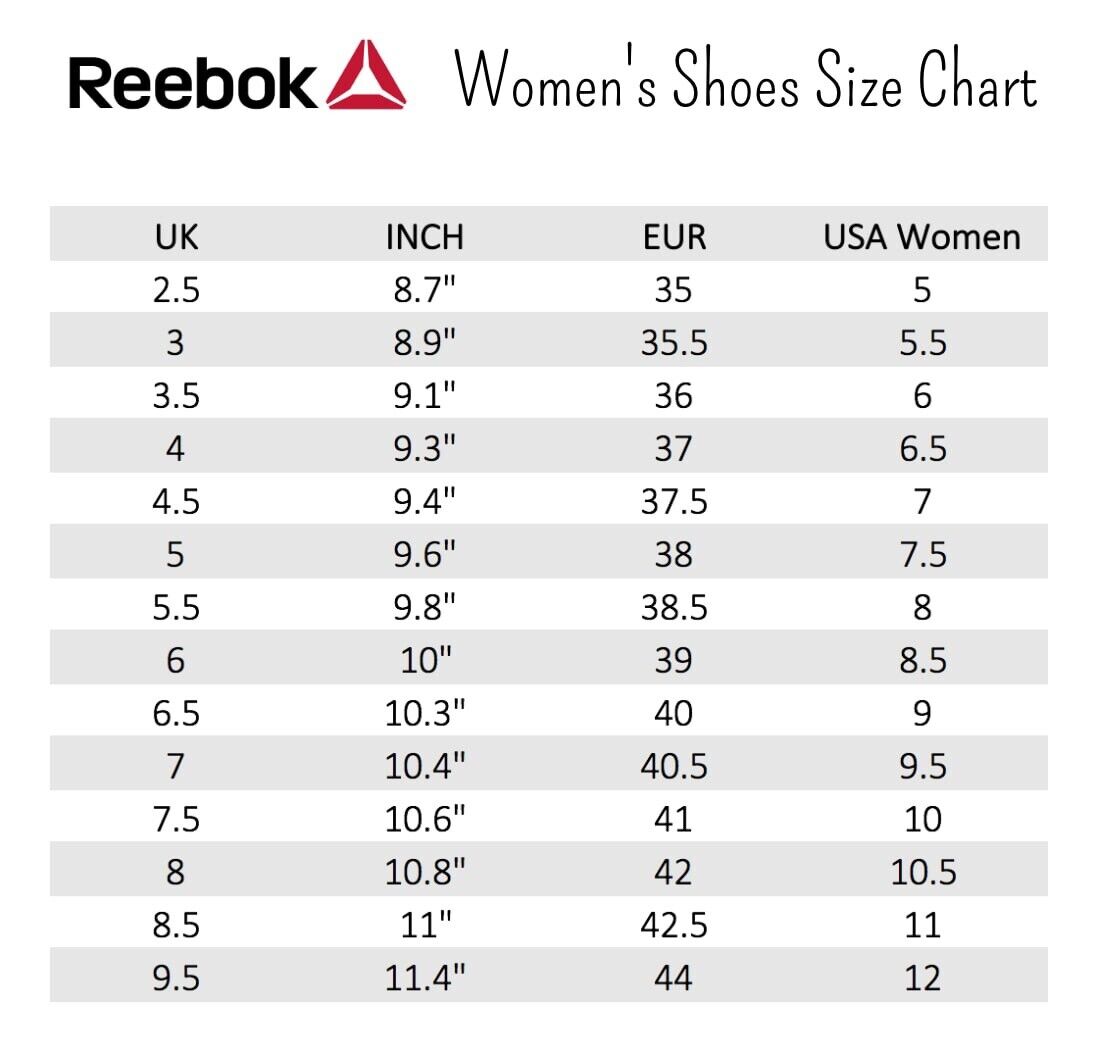 Women's Bottoms Size Chart – Reebok Canada