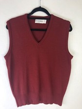 VTG SEARS Classics Mens Medium Dark Red Sweater Vest V-Neck Pullover Made In USA