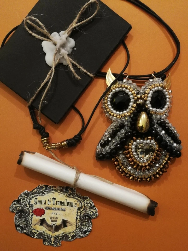 带链项链护身符 - 白猫头鹰(礼品小饰品吊坠鸟智慧魔法) — 第 3/4 张图片