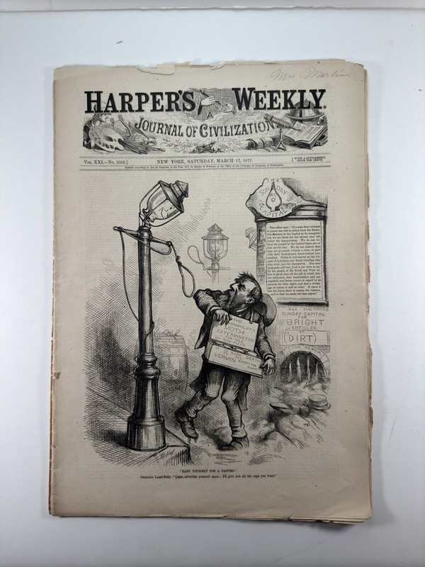 Harper’s Weekly March 17, 1877-Pres. Hayes-T.Nast-Functus Officio-Polar Bears