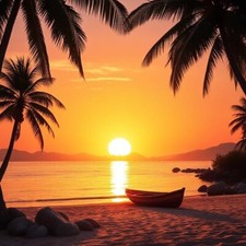 Digital Picture of Beautiful sunset in lake art printable file