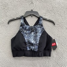 TYR Bra Womens 10/12 Black Sports Bra Serpiente Amira Maximum Support New