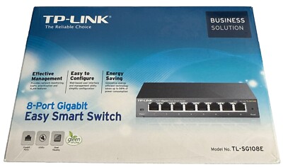 TP-Link TL-SG108E (8 Ports - 10/100/1000 RJ45) Easy Smart Managed Switch