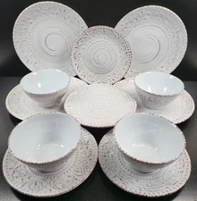 12 Pc Over And Back Alexandria Dinner Salad Plates Soup Cereal Bowl Set Dish Lot