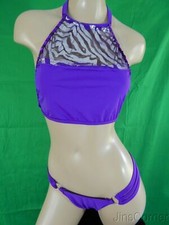 Exotic dancer stripper purple/silver two piece dance outfit -dancewear