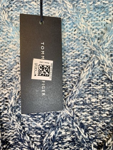 Tommy Mock Neck Cable Knit Navy Ombre Long Sleeve Sweater Women Size Medium New - Picture 2 of 7