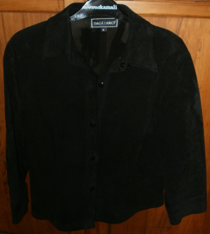Saguaro Ladies Faux Black Suede Jacket Petite Medium Long Sleeve