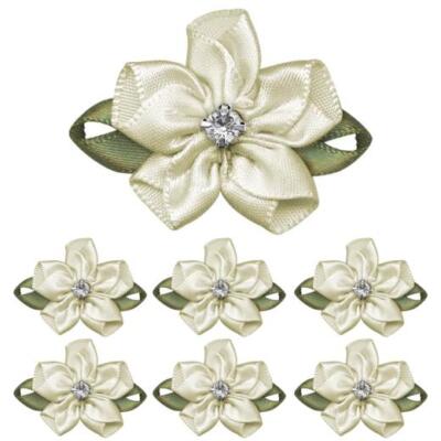 Buddly Crafts 30 mm x 38 mm Diamant Mitte Satinband Blumen 10 Stück