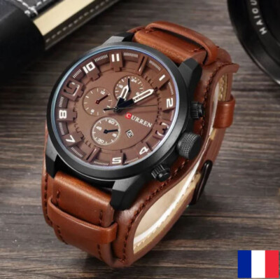 Curren Herrenuhr Luxus Lederarmband Datum Sport Quarz - Kaffeebraun