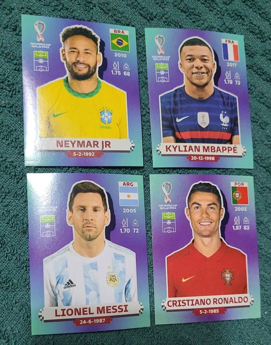 4 sticker panini catar 2022 world cup MESSI MBAPPE NEYMAR CR7