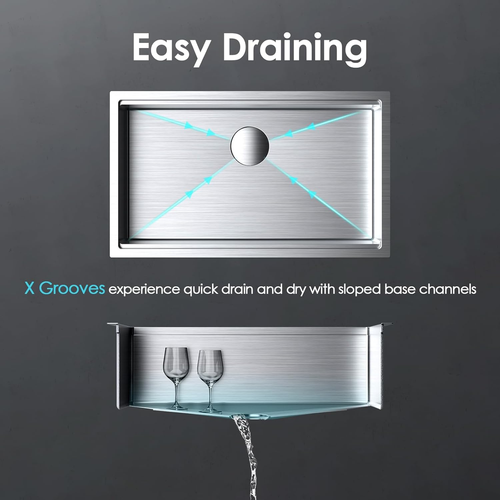 Undermount Stainless Steel Kitchen Sink - SR SUN RISE 32" X 19" X 10" Drop in Wo - Picture 6 of 12