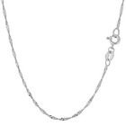 14k White Real Gold Singapore Chain Necklace, 1.5mm, 16"