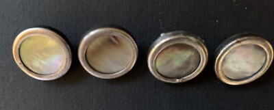 ALTE SAMMELKNÖPFE 19. Jh. SILBERMETALL UND PERLMUTT 12 mm SEHR SCHÖNE QUALITÄT
