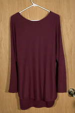 Michael Kors Women's Lg Burgundy Sweater Tunic Hi-Lo Hem Gold Zipper Career Cozy