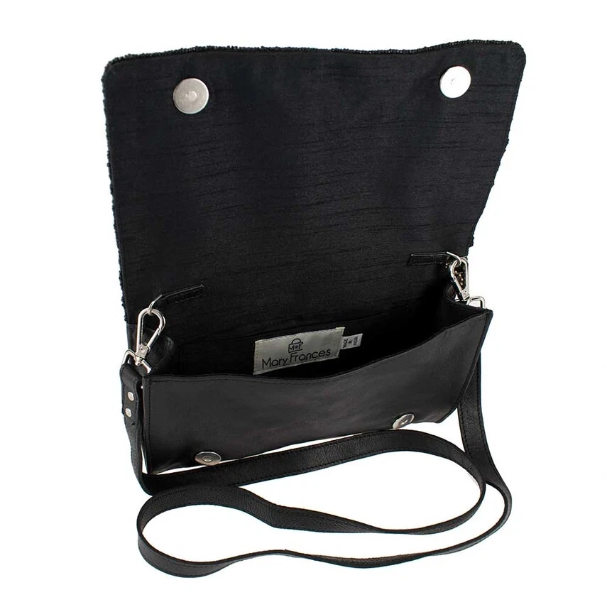 Bolso de mano bandolera de cuero negro Mary Frances con cuentas STAR DUST Foto 3 de 4
