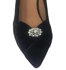 Black Color Bow with Charm Shoe Clips, Shoe Clips 2pcs