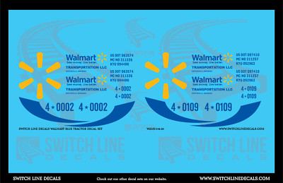 1:20 Scale Walmart Blue Tractor Decal Set