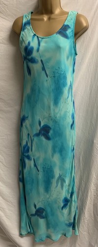 Tropical Turquoise DP Size 10 Slip Floral Midi Holiday Summer Y2K Dress - HOLE - Picture 12 of 12