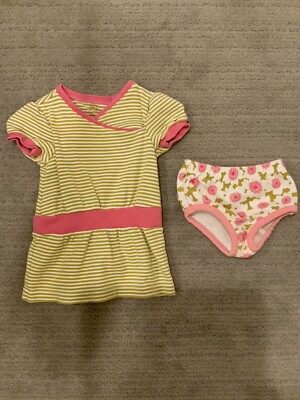 TEA GREEN STRIPED ROMPER WITH MATCHING BOTTOMS SZ 0-3M z3