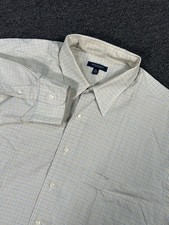 Burberry London Shirt Mens XL Ivory Yellow Check Button Up Made In USA Dress L/S