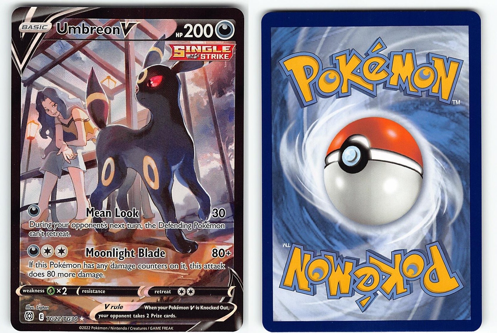 UMBREON V TG22/TG30 HOLO RARE V BRILLIANT STARS TRAINER GALLERY POKEMON NM