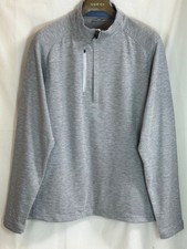 Zero Restriction Men's Mock Neck 1/4 Zip Long Sleeves Pullover - Gray/Blue - XL