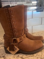 Harley Davidson Auburn Harness Stud Brown Leather Boots Size 6.5. Orig 185.00