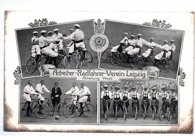 Ak Arbeiter Radfahrer Verein Leipzig Abteilung West um 1910 Fahrrad - Bild 1 von 2