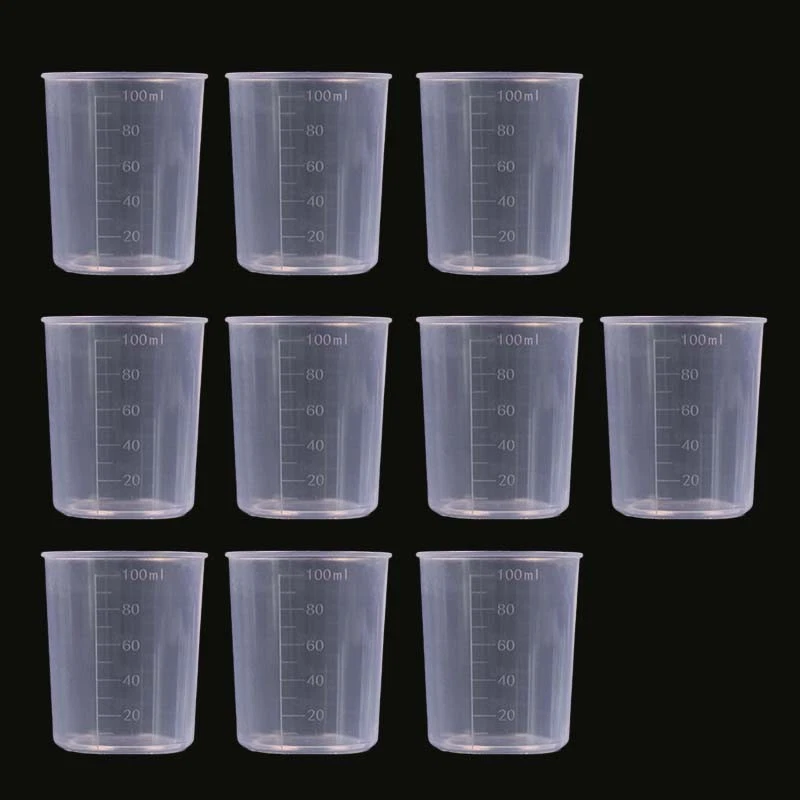 10pcs 100ml Measuring Cups Transparent For Kitchens Laboratories Light Weight US - Image 4 of 4