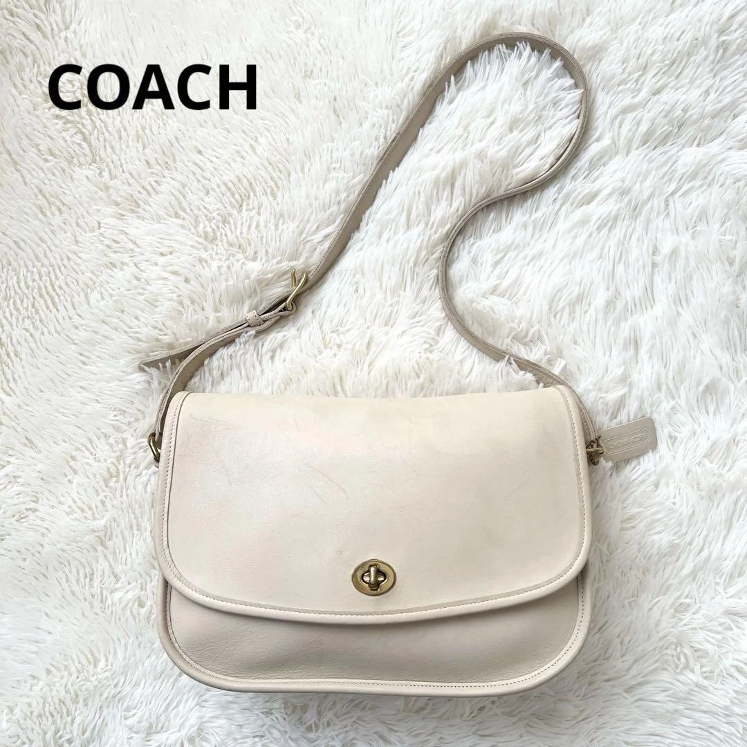 Borsa a tracolla Coach 9790 vintage beige chiusura a giro rara chiusura logo dal Giappone