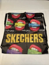 The Uno Lips Sketchers Shoes Drawstring Backpack Bag 20x16 Gym Bag. Lightweight