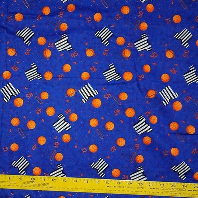 BTY K.P. KP Kids Sunny Day Basketball Jersey Toss Blue Cotton Fabric By The yard