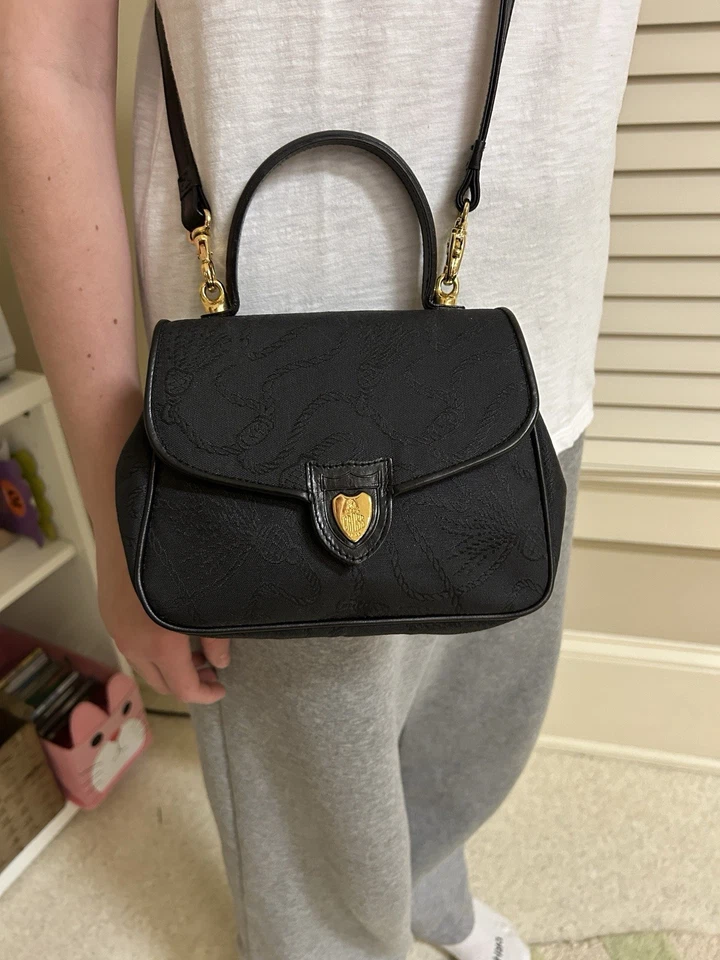 Bolso de mano vintage Mark Cross convertible de lona negro, bolso a bandolera Foto 2 de 4