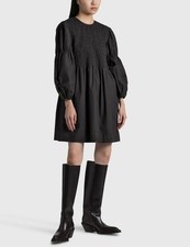 GANNI Cotton Poplin Mini Smock Dress Size 40 L Long Sleeve