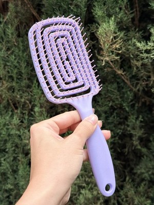 Flexible Vented Detangling Hair Brush Purple Spiral Paddle Brush for Wet & Dry